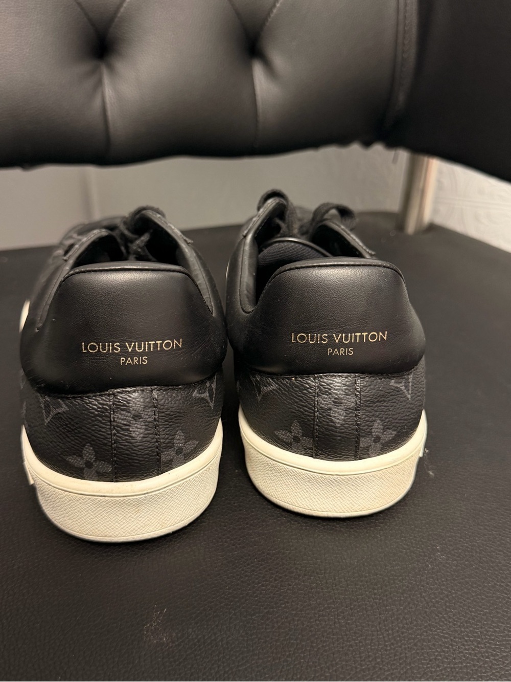 ORIGINAL Luxury Monogram Black Men's Low-Top Sneakers - Picture 5 of 5